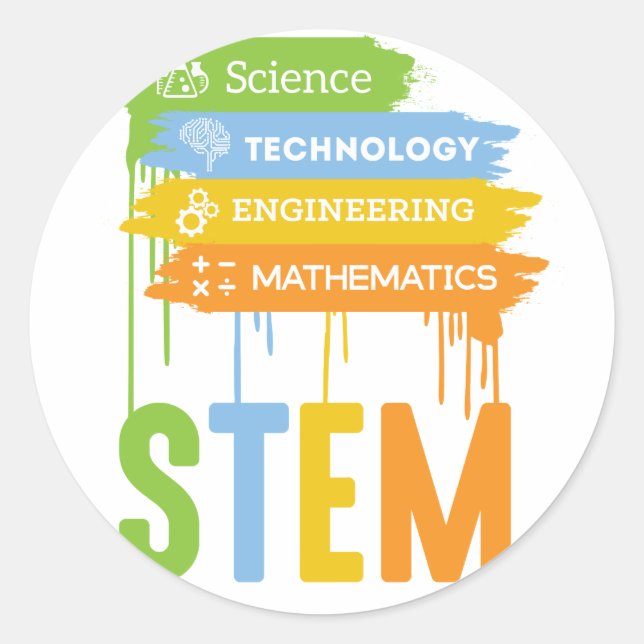 STEM Science Technology Engineering Mathematik Sch Runder Aufkleber (Vorderseite)