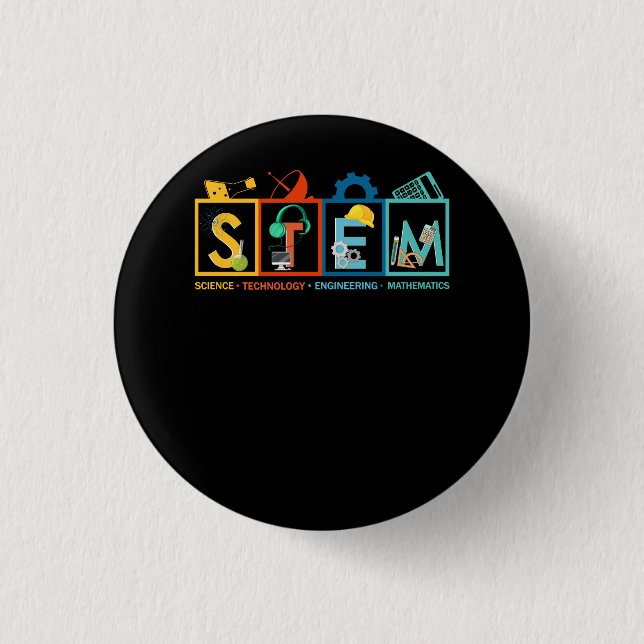 STEM Science Technology Engineering Mathematiker S Button (Vorderseite)
