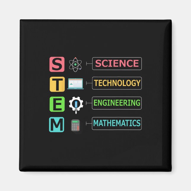 Stem Science Technology Ingenieurwesen Mathe Lehre Magnet (Vorne)