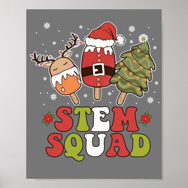 STEM Squad Rentier Santa Tree Ice Weihnachten Poster (Vorne)