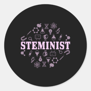 Steminist Female Scientist Steminist Pub Runder Aufkleber