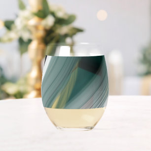 Stemless Weine Glass Abstrakt Art Schwarz-weiß Grü Weinglas Ohne Stiel