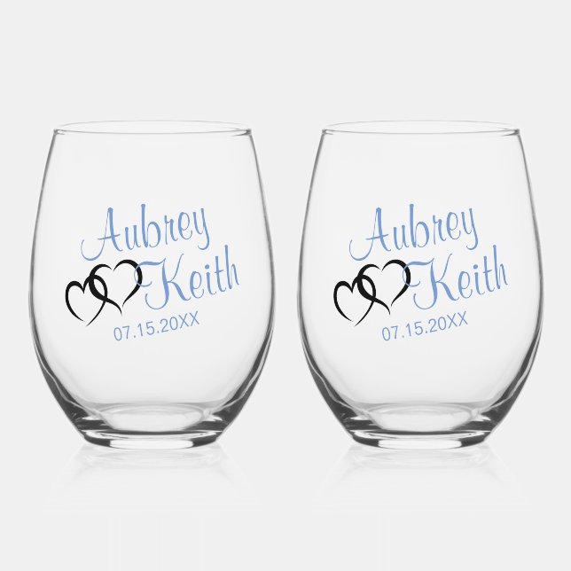 Stemless Wine Glass mit Bride und Groom-Namen Weinglas Ohne Stiel (Rückseite)