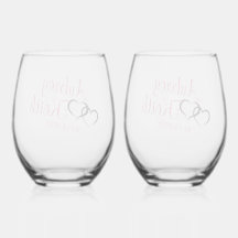 Stemless Wine Glass mit Bride und Groom-Namen
