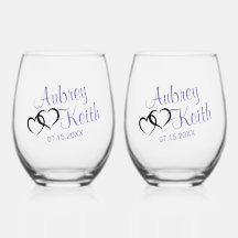 Stemless Wine Glass mit Bride und Groom-Namen