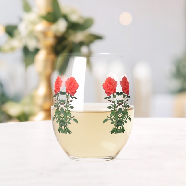 Stemless Wine Glass - Red Roses Weinglas Ohne Stiel (Insitu (Hochzeit))