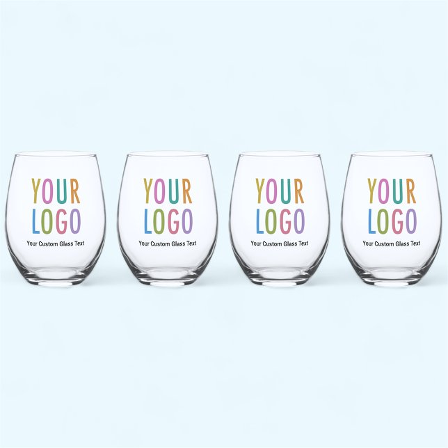 Stemless Wine Glass Set mit Logo Bulle No Minimum Weinglas Ohne Stiel (MISOOK 16 oz Stemless Wine Glass Set of 4 with Logo)