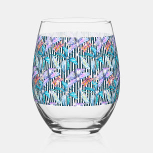 Stemless Wineglass mit farbenfrohen Schmetterlinge Weinglas Ohne Stiel