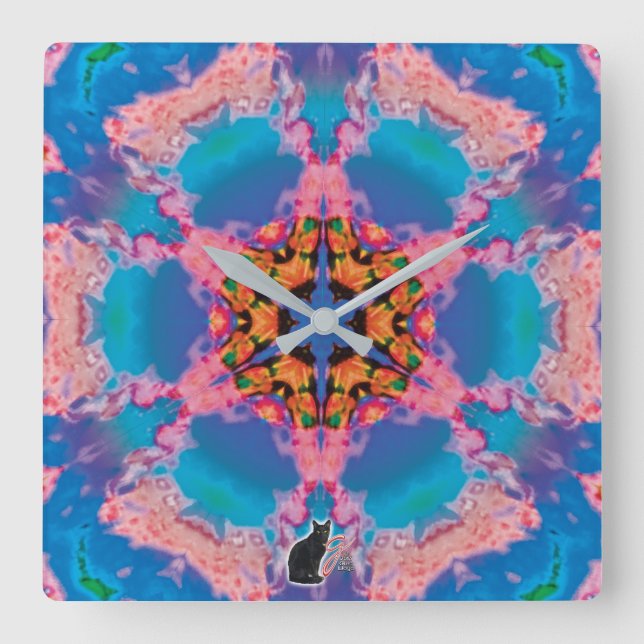 Stemma Kaleidoscope Quadratische Wanduhr (Vorderseite)