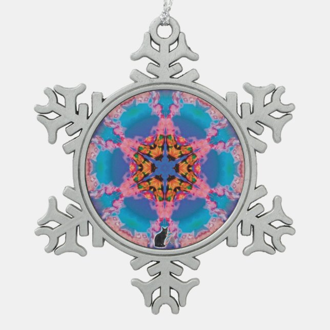 Stemma Kaleidoskop Schneeflocken Zinn-Ornament (Vorderseite)