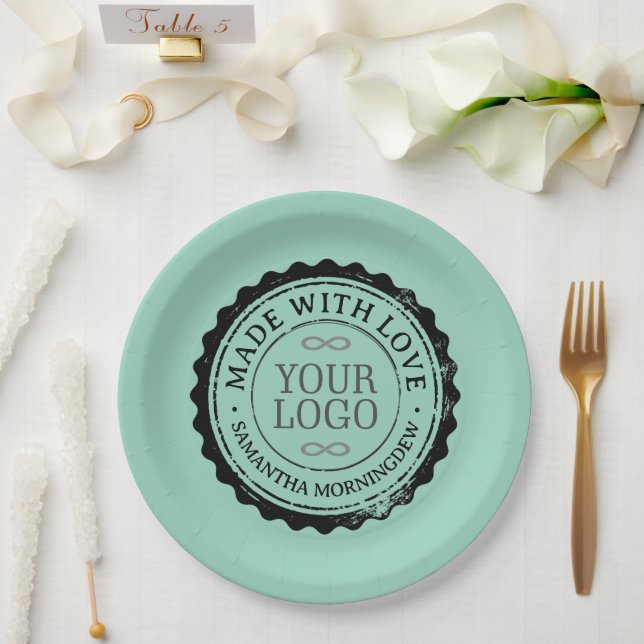 Stempel - IHR TEXT & LOGO 3 Pappteller (Hochzeit)