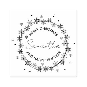 Stempelkissen Merry Christmas Flocons Schnee Gummistempel