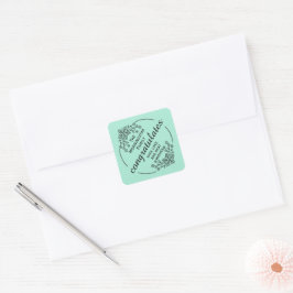 Stempelkreis - DEIN TEXT & DEINE IDEE - BLUMEN 9 Quadratischer Aufkleber