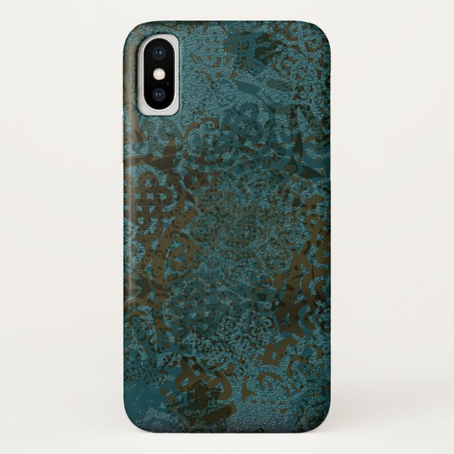Stempelteals Grüntöne und Black Celtic Design Case-Mate iPhone Hülle (Rückseite)