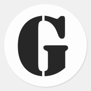Stencil Alphabet von Janz Letter G White Runder Aufkleber