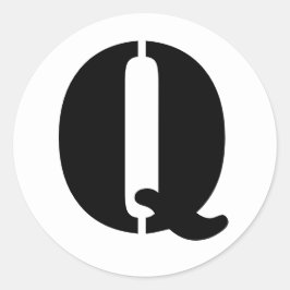 Stencil Alphabet von Janz Letter Q White Runder Aufkleber