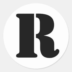 Stencil Alphabet von Janz Letter R White Runder Aufkleber