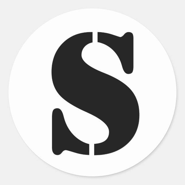 Stencil Alphabet von Janz Letter S White Runder Aufkleber (Vorderseite)