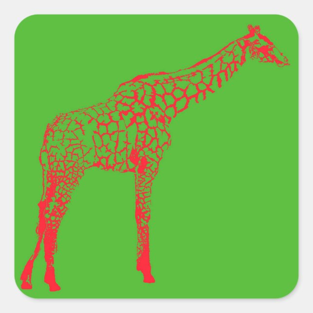 Stencil Giraffe Kontur Wrapping Paper Quadratischer Aufkleber (Vorderseite)