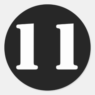 Stencil Numbers von Janz Number 11 Elf Black Runder Aufkleber