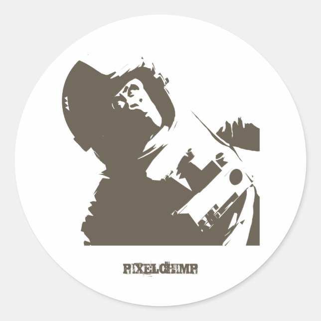 Stencil Space Chimp Runder Aufkleber (Vorderseite)