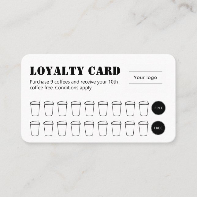 Stencil Typography Coffee Loyalty Card Treuekarte (Vorderseite)