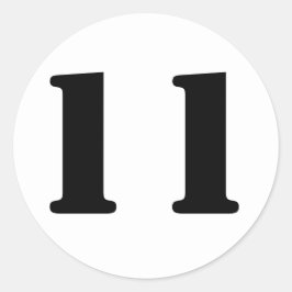 Stencil Zahlen von Janz Nummer 11 Elf White Runder Aufkleber