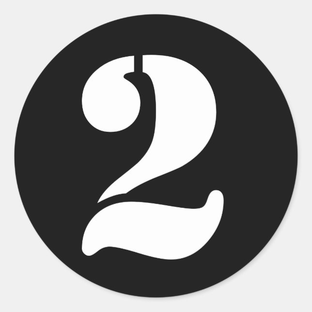 Stencil Zahlen von Janz Nummer 2 Zwei Schwarze Runder Aufkleber (Vorderseite)