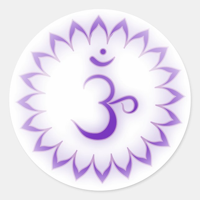 "Stenciled" Crown Chakra - Sahasrara Runder Aufkleber (Vorderseite)
