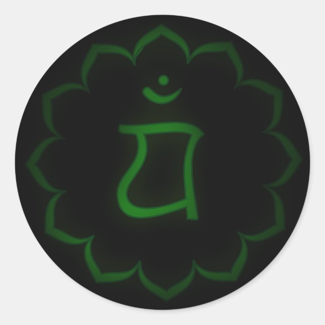 "Stenciled" Herz Chakra - Anahata Runder Aufkleber (Vorderseite)