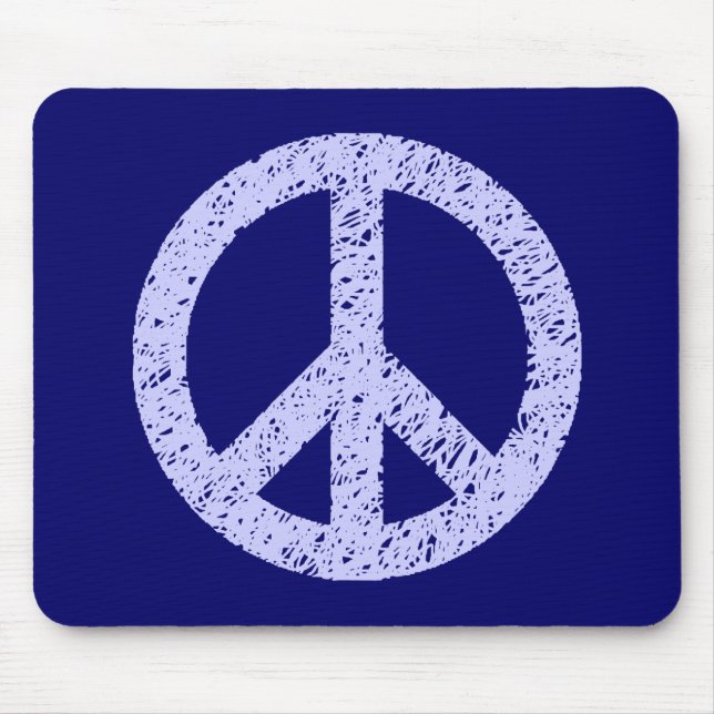 Stenciled Peace - Powblue on Deep Navy Mousepad (Vorne)