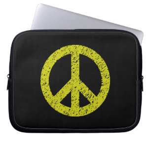 Stenciled Peace Symbol - Banana on Blk Laptopschutzhülle