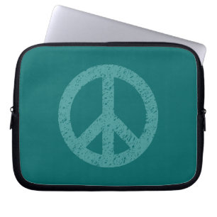 Stenciled Peace Symbol - Ocean Grn on Aquamarin Laptopschutzhülle
