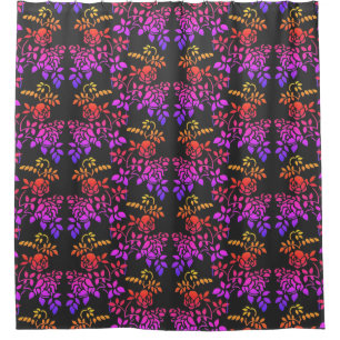 Stenciled Rose Blume Abstrakt Colors Patches Duschvorhang