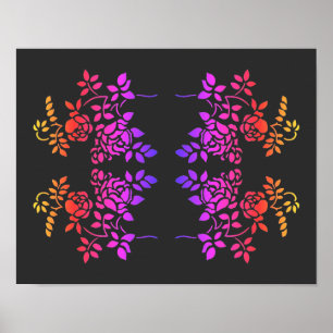 Stenciled Rose Blume Abstrakt Colors Poster