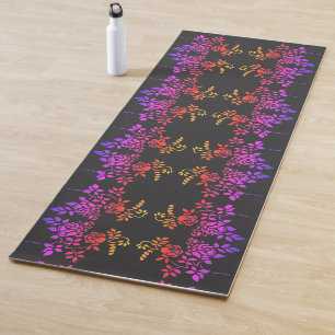Stenciled Rose Blume Abstrakt Colors Yogamatte