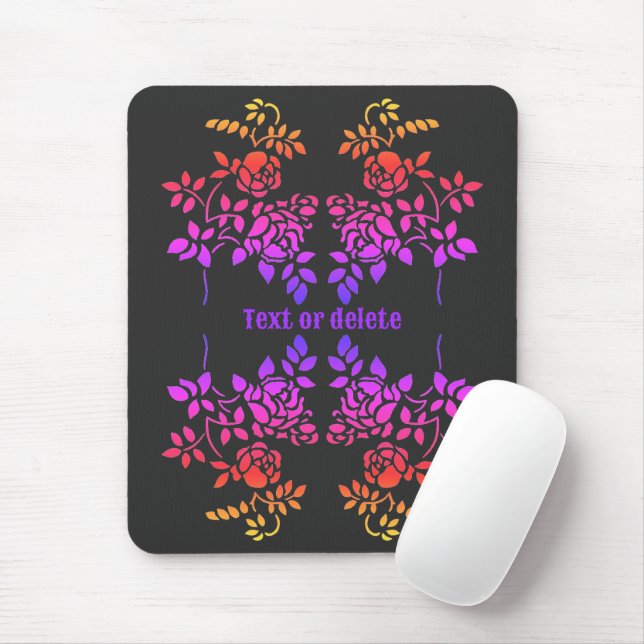 Stenciled Rose Blume Abstrakte Farben Personalisie Mousepad (Mit Mouse)