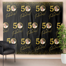 Step and Repeat Fabulous Birthday Photo Backdrop  Wandteppich