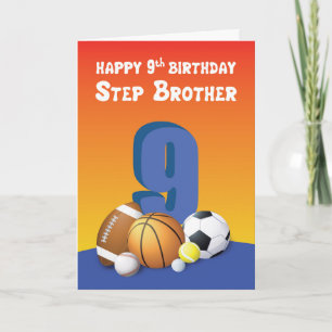 Step Brother 9th Birthday Sports Balls Karte
