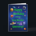 Step Brother Birthday Best in the Universe Karte<br><div class="desc">Geben Sie Ihrem weltraumliebenden Schrittbruder die beste Geburtstagskarte aller Zeiten! Sag deinem Schrittbruder,  dass er der Beste im Universum ist. Eine Weltraumszene mit allen Planeten und dem Mond,  die sich einem glücklichen Geburtstag wünschen.</div>