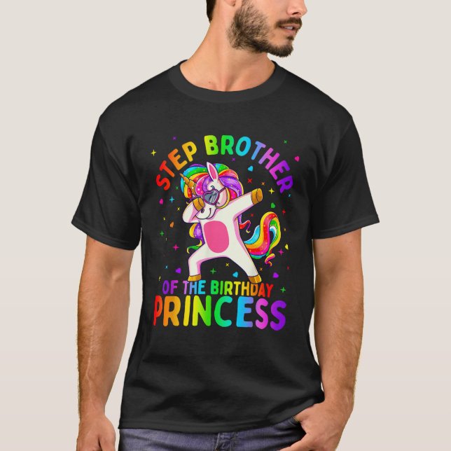 Step Brother of the Birthday Princess Girl Dabbing T-Shirt (Vorderseite)