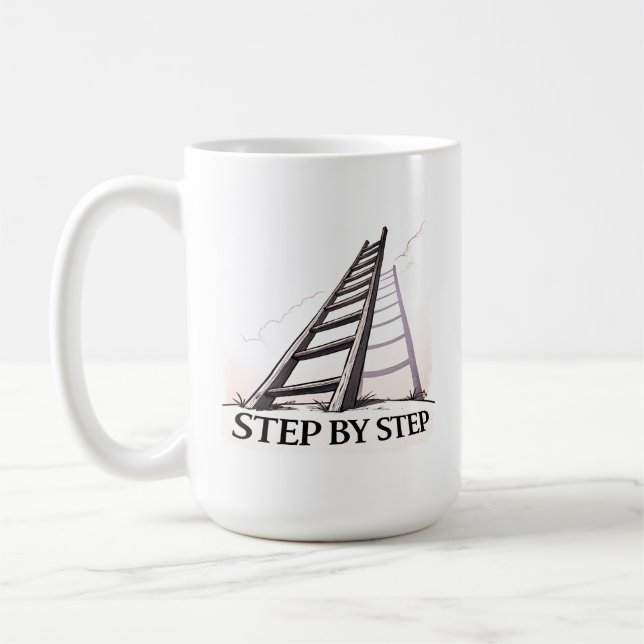 Step by Step – Minimal Motivational Quote  Kaffeetasse (Links)