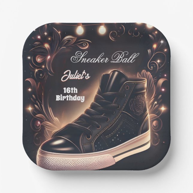 Step Chic Shoe Girl Sweet 16 Sneaker Ball Geburtst Pappteller (Vorderseite)