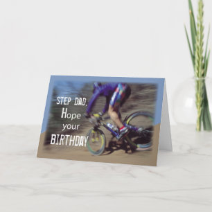 Step Dad Sports Mountain Bike Birthday Karte