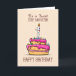 Step Daughter 1st Birthday, 1 on Sweet Pink Cake Karte<br><div class="desc">You are so lucky to have a sweet baby step daughter. Now that she is turning a year old you must send her this sweet cake card to serve as keepsake of her first ever birthday celebration</div>