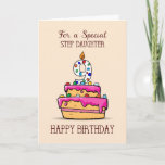 Step Daughter 9th Birthday, 9 on Sweet Pink Cake Karte<br><div class="desc">Your beloved step daughter is now hat tween as she turns nine years old getwittert. To celebrate with her on this very special chance you could send her this pink cake card to send sweet and special happy 9th birthday greetings.</div>