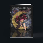 Step Daughter Magical Birthday niedlicher kleiner  Karte<br><div class="desc">Step-Tochter Magical Birthday niedliche Mond Fee am Mondschein</div>