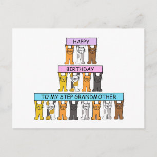 Step Großmutter Happy Geburtstag Niedliche Katzen Postkarte