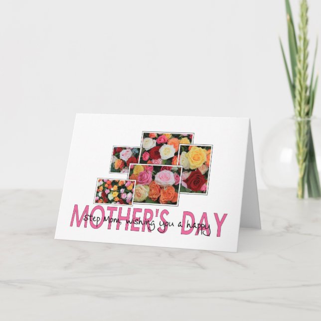 Step Mama Happy Mother Day Rose Card Karte (Vorderseite)