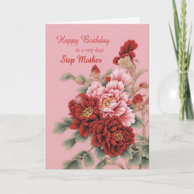 Step Mother Birthday Peonies Karte (Vorderseite)